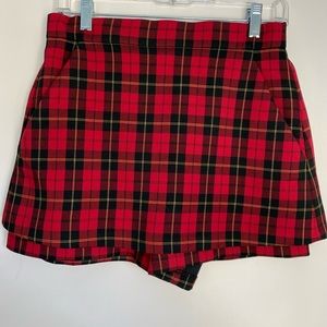 MAJE High-Waist Plaid Mini Skort (skirt with hidden shorts)